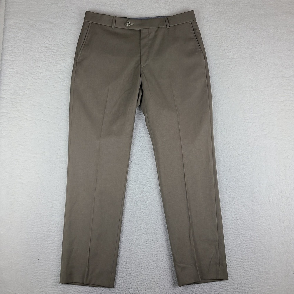 BALLIN Pants Mens 35x32 Tan Beige 120's Super Wool Trousers Dress Slacks